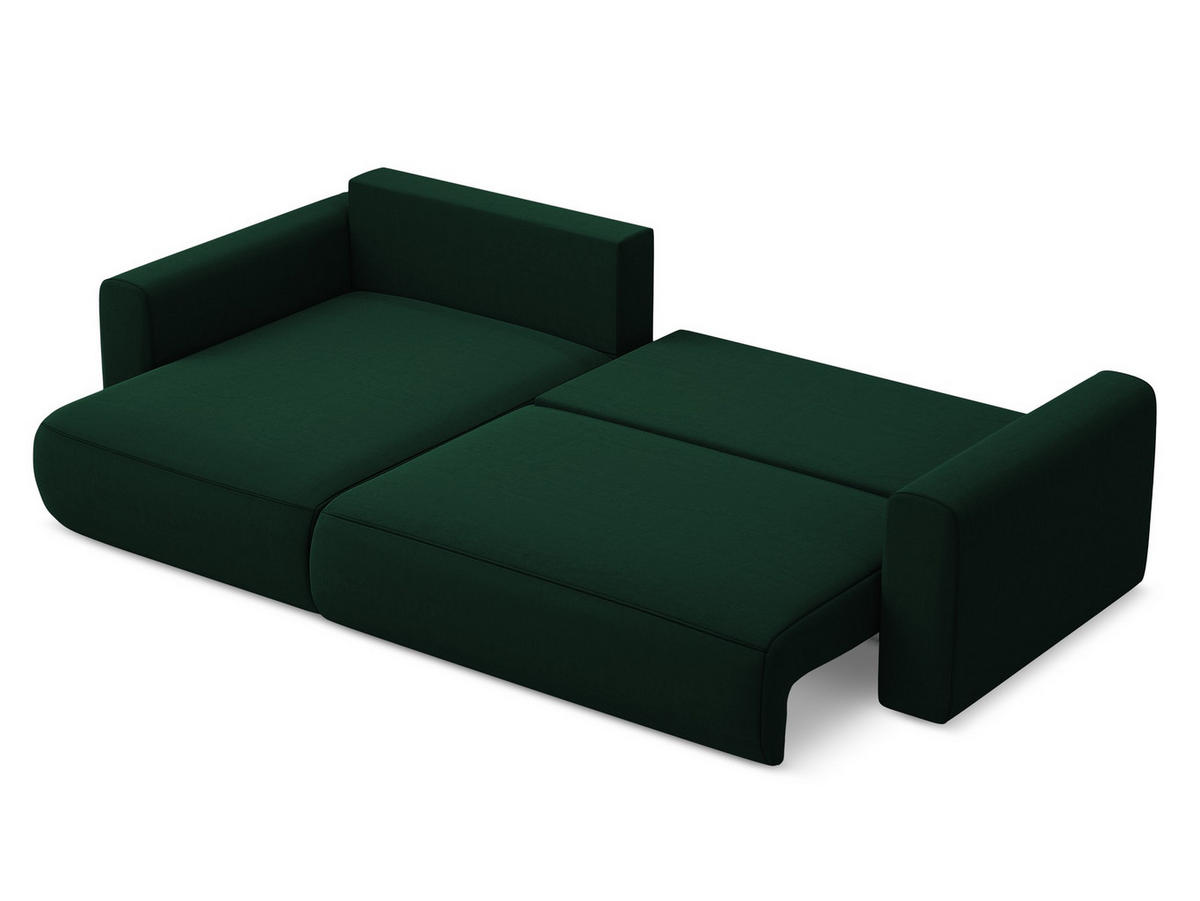 ECKSOFA mit Schlaffunktion Samt Stoff Grün - Dunkelgrün/Schwarz, Kunststoff/Textil (149/278cm) - Makamii