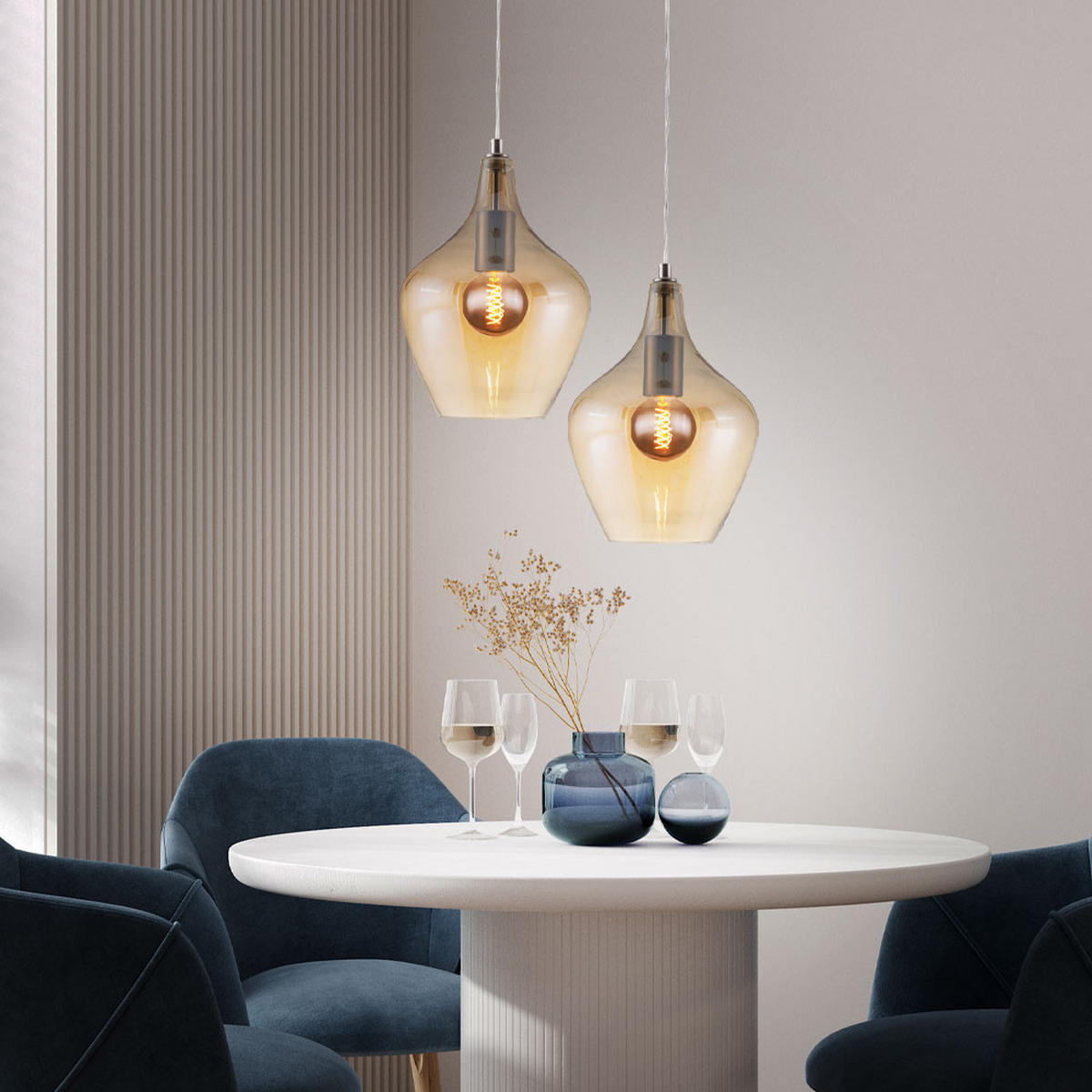 LED HÄNGELEUCHTE Metall Orange - Orange, Glas (22/22/150cm) - Nowa