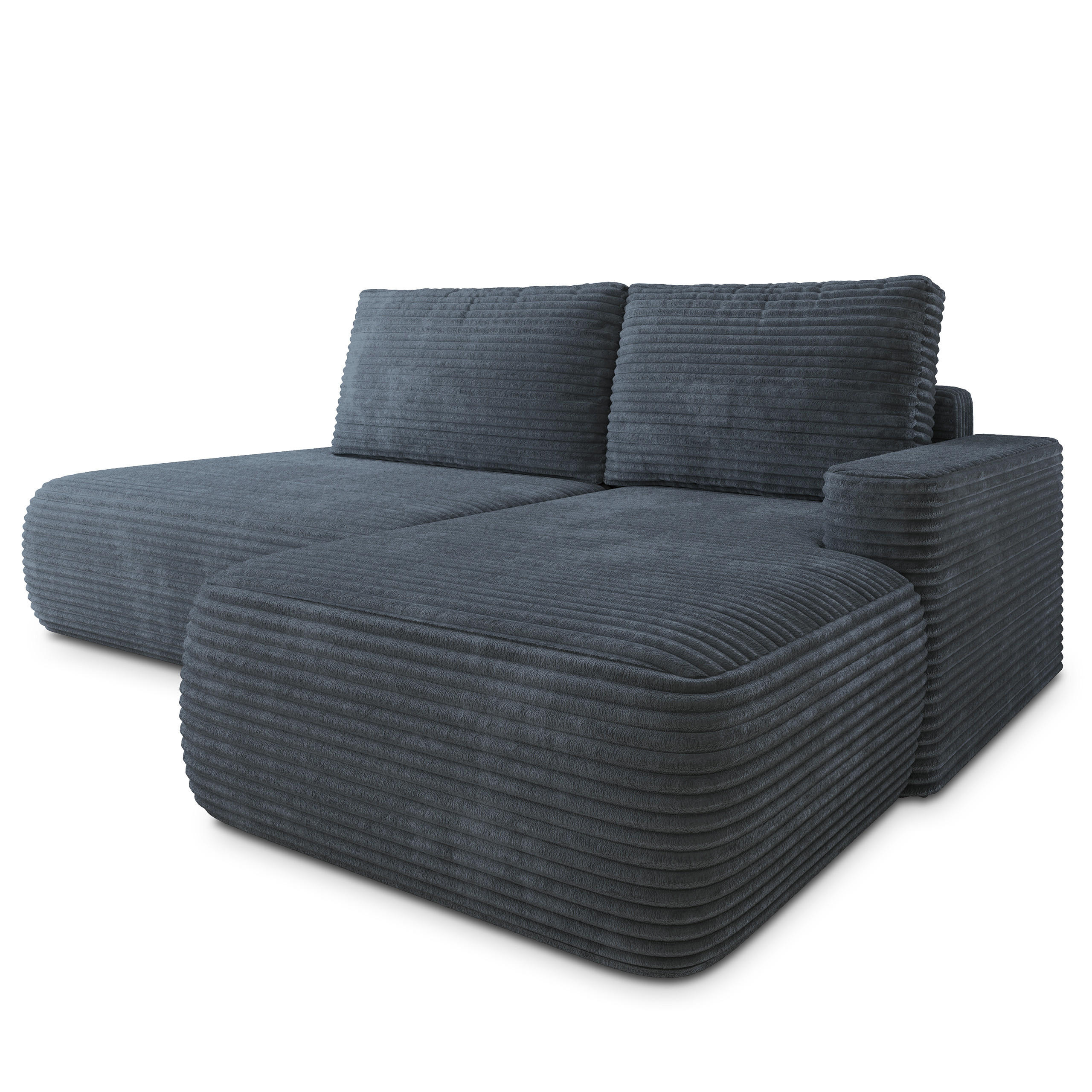 ECKSOFA AVINI T R-S Grau Kordstoff mit Schlaffunktion - Grau, Holzwerkstoff/Textil (277/160cm) - MASSENO