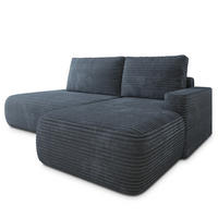 ECKSOFA AVINI T R-S Grau Kordstoff mit Schlaffunktion - Grau, Holzwerkstoff/Textil (277/160cm) - MASSENO