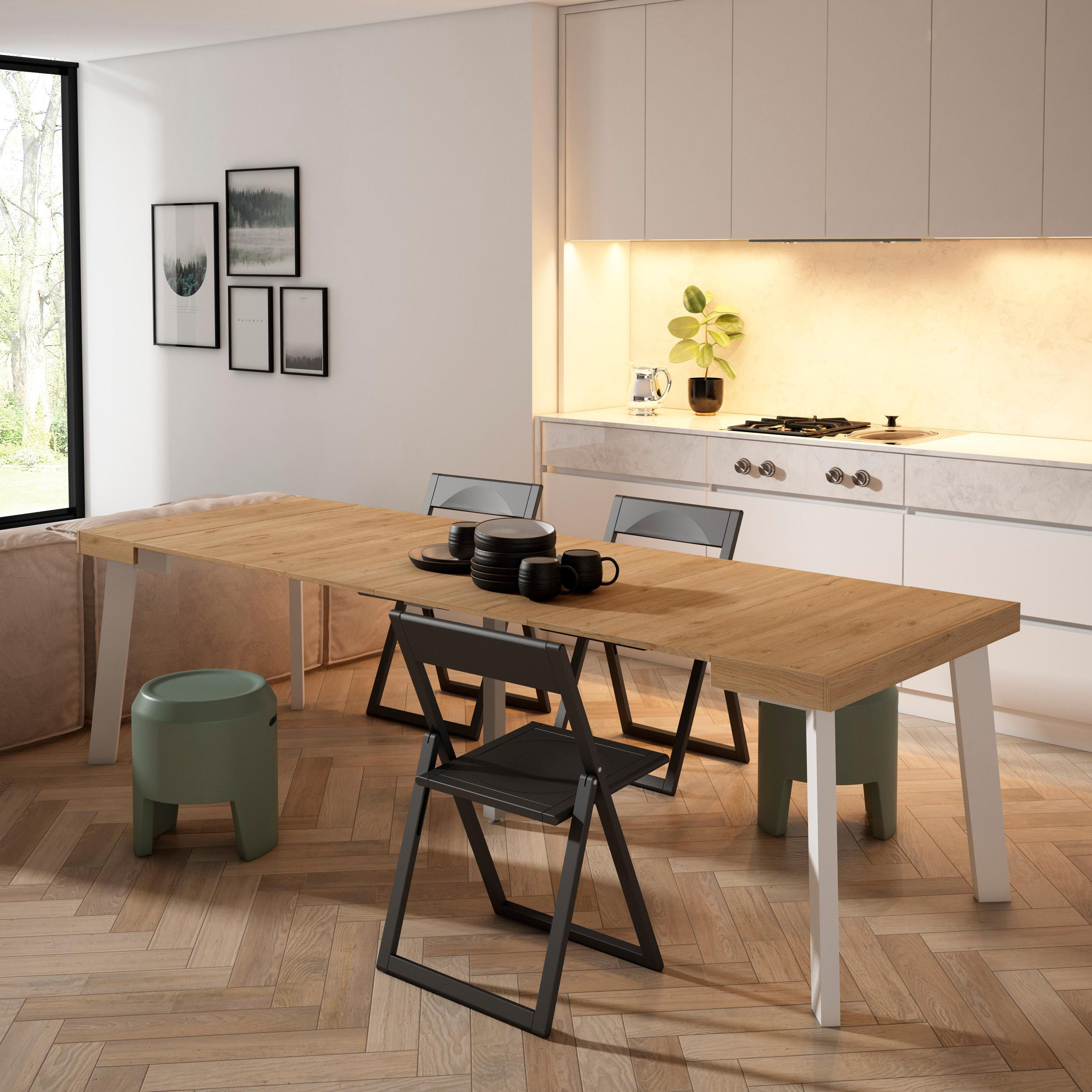 KONSOLENTISCH ausziehbar 58 bis 262cm, für 12 Gäste, eiche, 90/58/73cm - Eichefarben, Holzwerkstoff (90/262/73cm) - Skraut Home