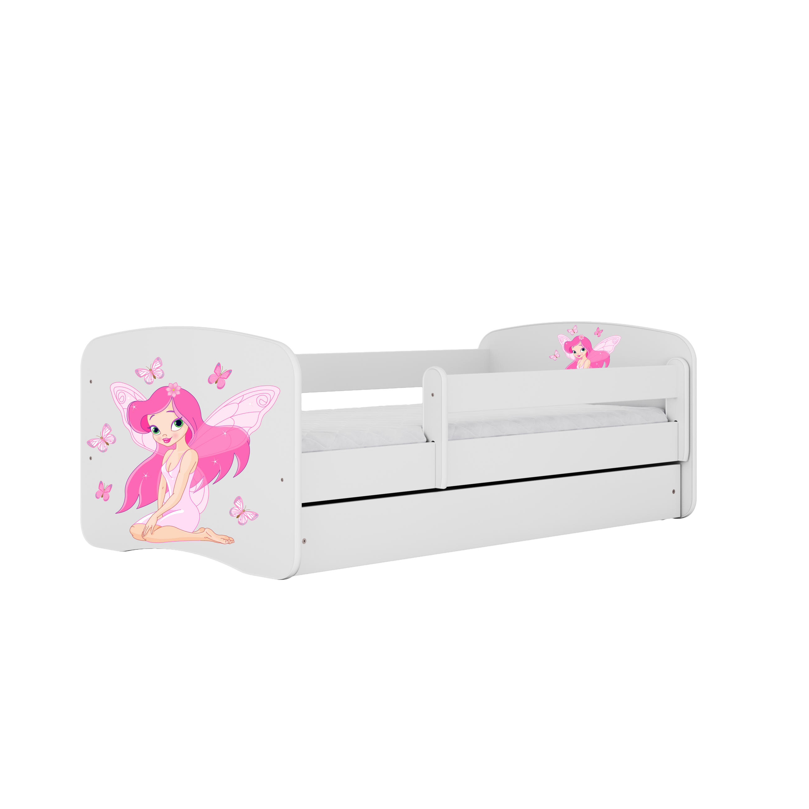 KINDERBETT Fee mit Schmetterlingen mit Schublade 180/80 90/61/184 - Weiß, Holzwerkstoff (80/180cm) - RAUMHIRSCH FURNITURE
