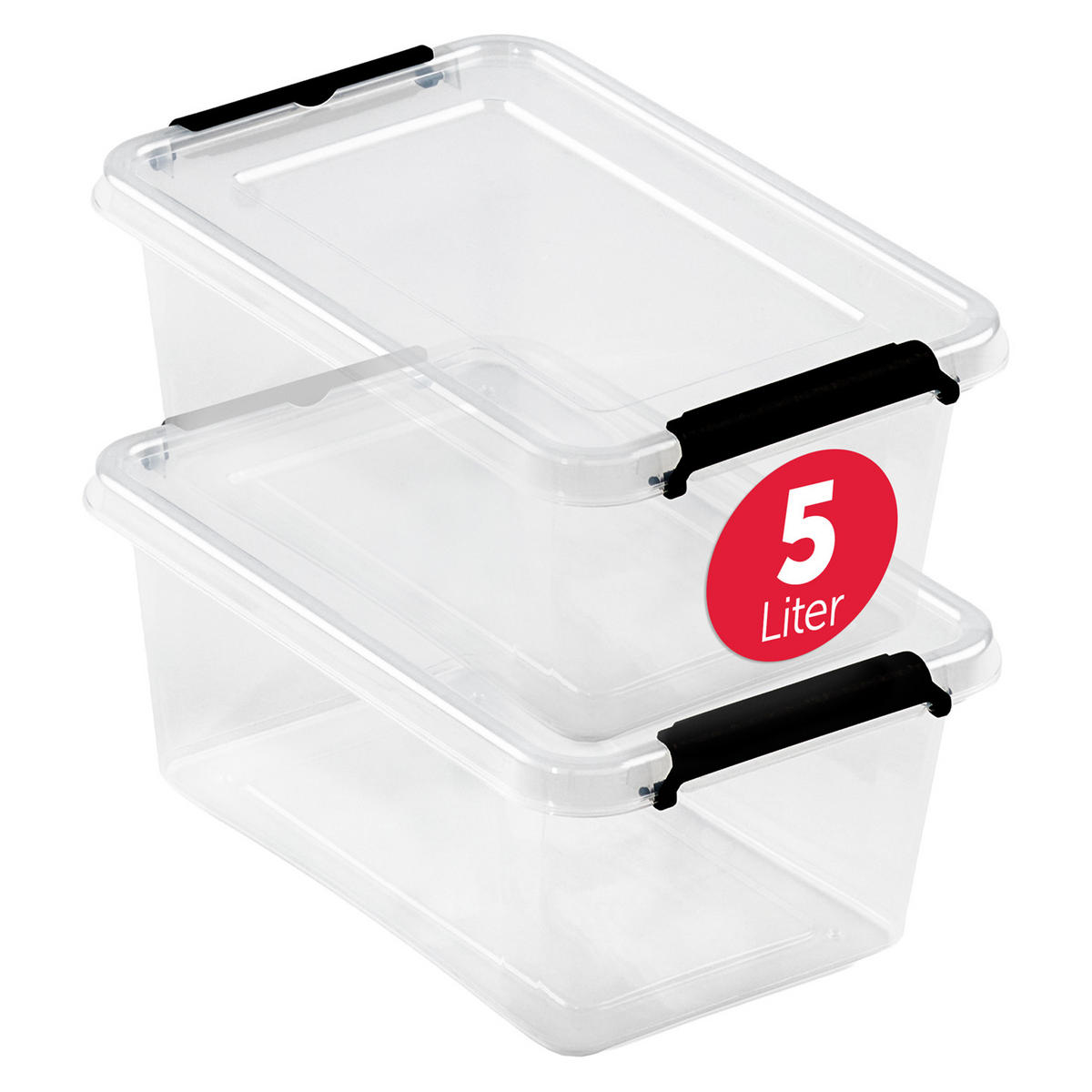 AUFBEWAHRUNGSBOXEN mit Deckel 5l im 2er Set - Transparent, Kunststoff (20/12.5/29.5cm) - BOXXivo