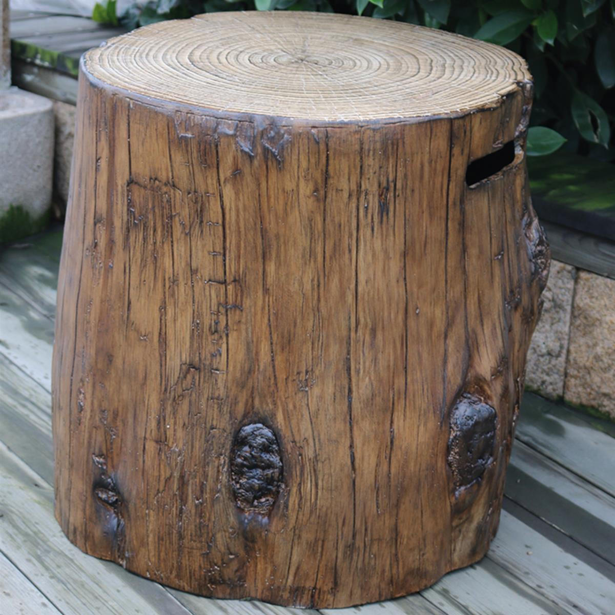 ABDECKUNG für 5 kg Gasflaschen in Baumstamm-Optik - Zwetschgeholzfarben, Stein (60/57/57cm) - Elementi