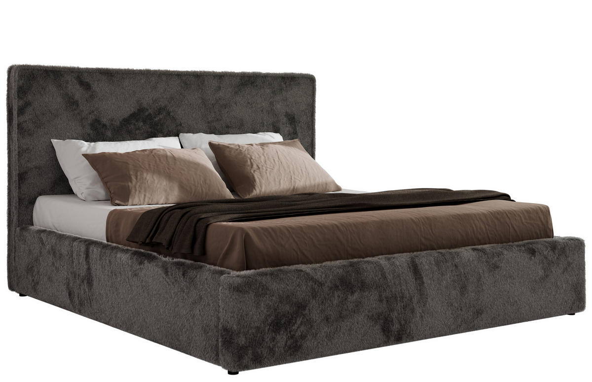 POLSTERBETT CORIVO CLASSIC 200/200 - Dunkelgrau Plüsch - ohne Matratze - Dunkelgrau, Textil (200/200cm) - MKS