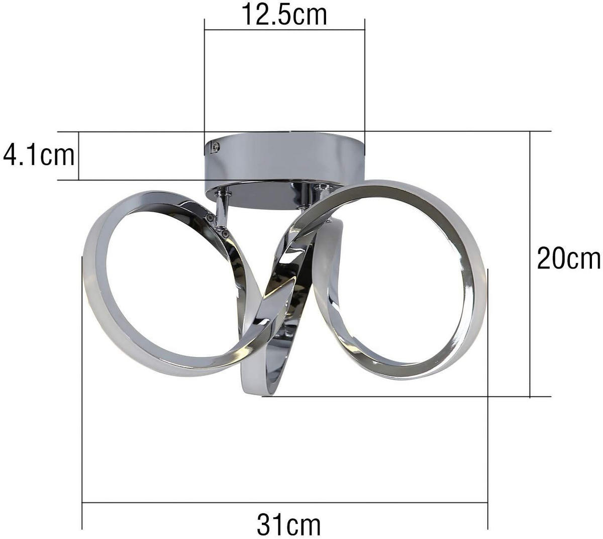 LED-DECKENLEUCHTE Norbert 31/26/20 cm - Chromfarben, Metall (31/26/20cm) - Nettlife