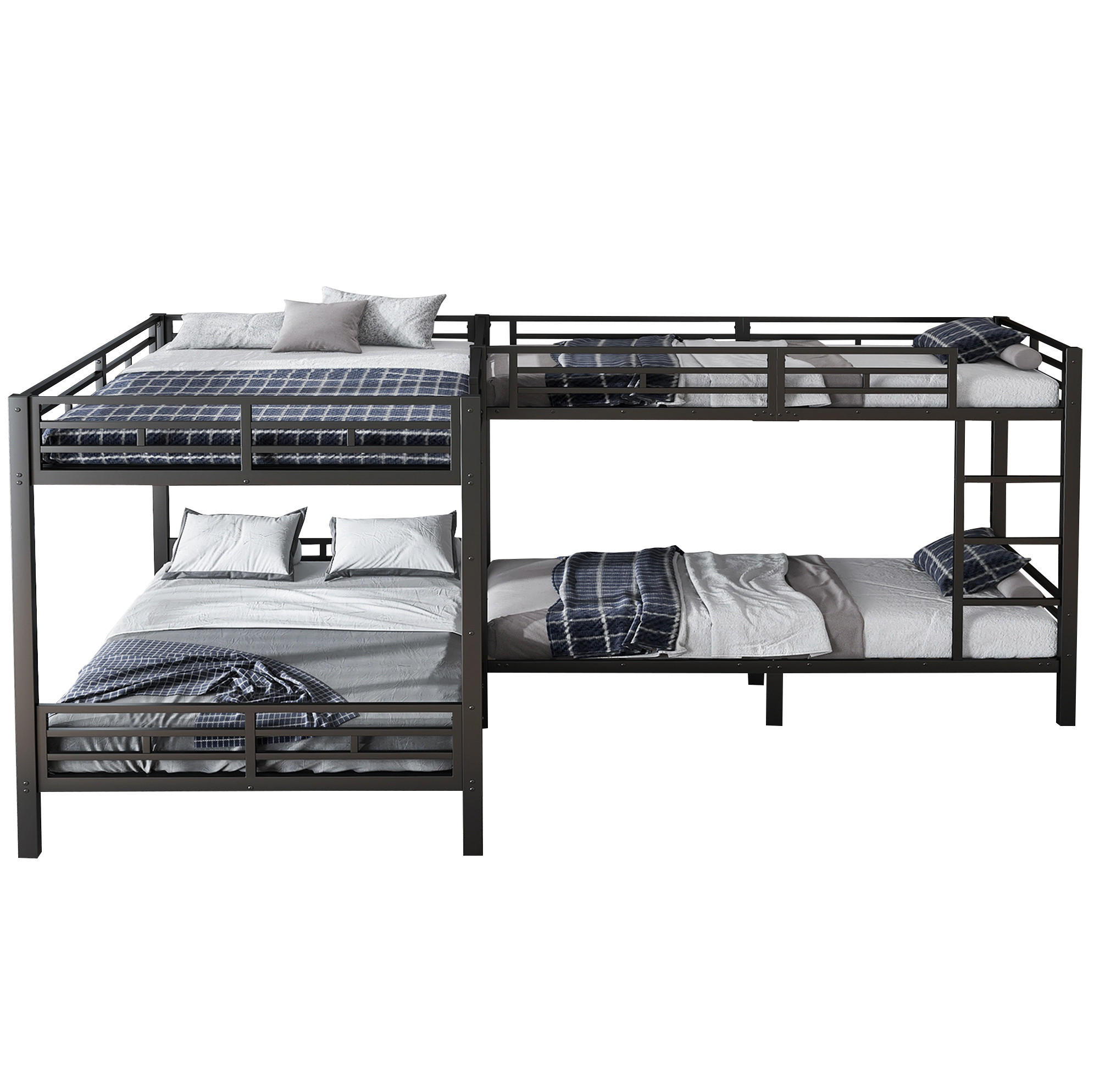 OKWISH PATROVÁ postel 90/200 cm a 140/200 cm, černá, vyrobená ze železa s pevným lamelovým roštem