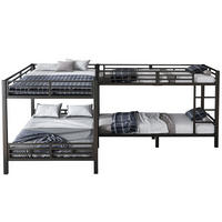 ETAGENBETT 90/200 cm und 140/200 cm Schwarz aus Eisen mit stabilen Lattenrost - Schwarz, Metall (90/200cm) - OKWISH