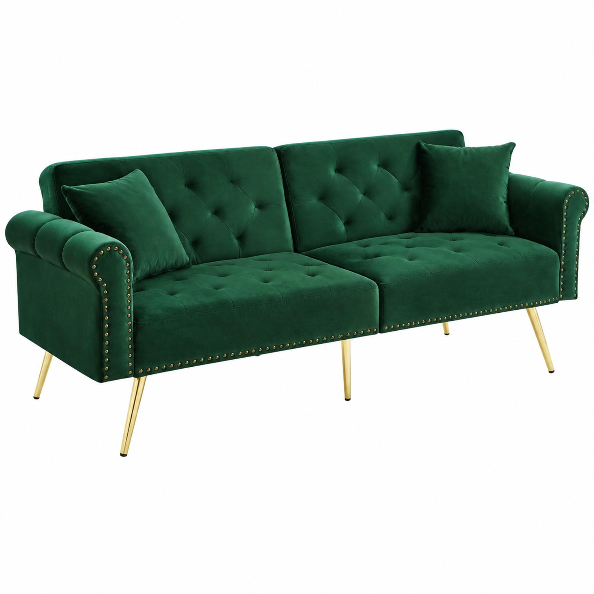 SCHLAFSOFA mit 3-fach verstellbarer Rückenlehne 147x85 cm Samt Antikgrün - Grün, Kunststoff (173/70/75cm) - Meubliv