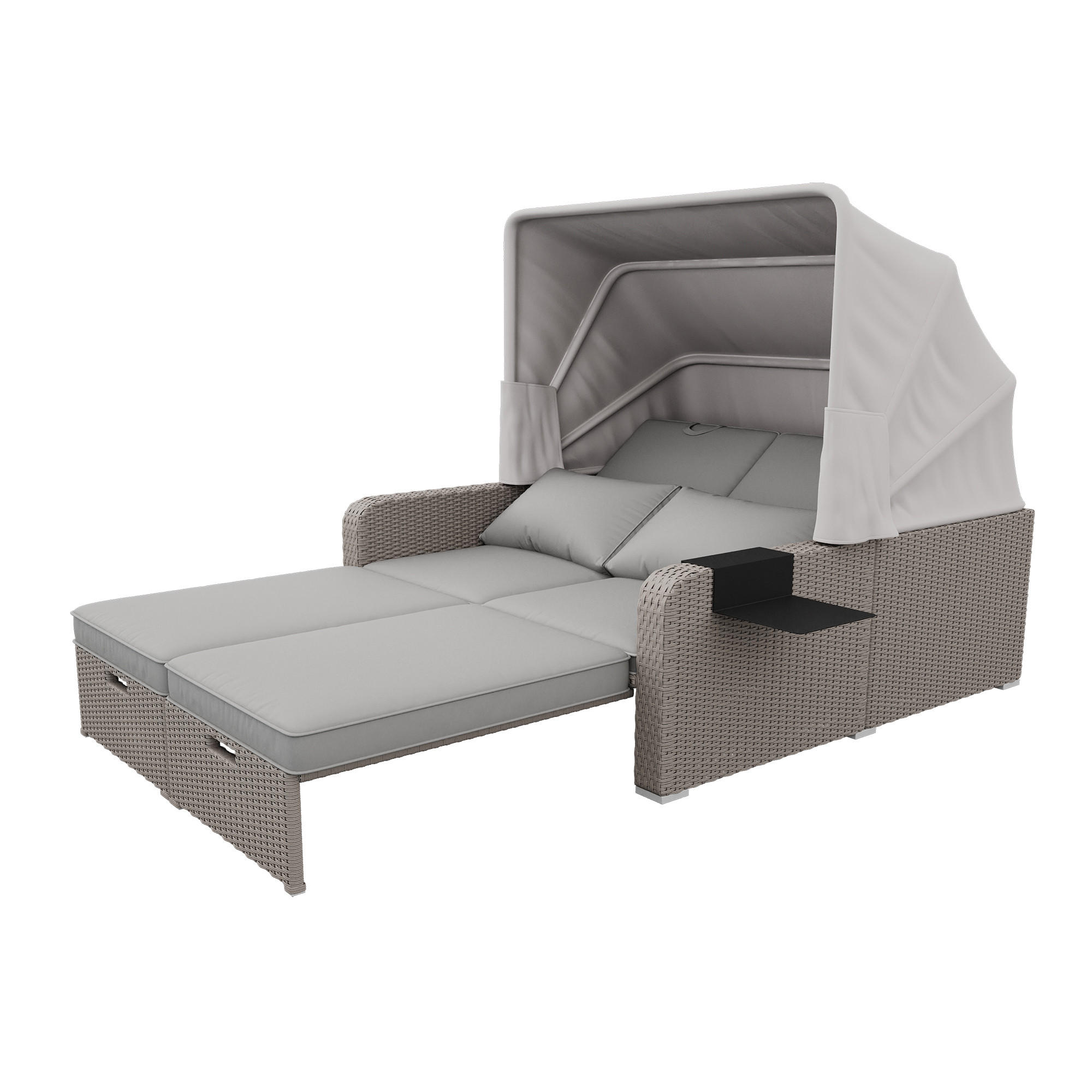 GARTENSOFA 2 Personen Khaki Mit Abnehmbarer Markise - Hellbraun, Kunststoff (72.5/37/83cm) - FLIEKS
