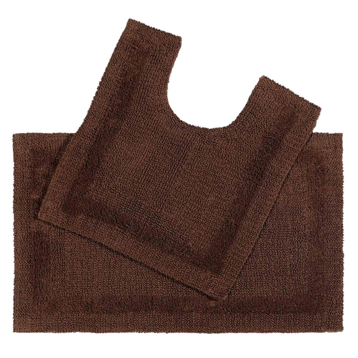 BADGARNITUR 2-tlg. Badematte & WC-Vorleger, 100% Baumwolle - Braun, Textil (80/50cm) - Homescapes