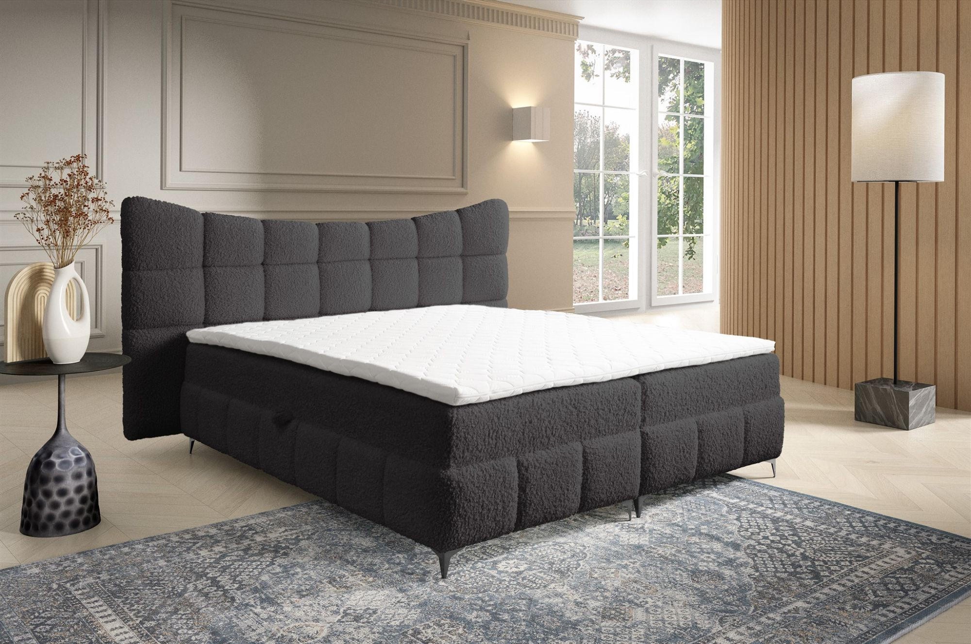 BOXBETT Nova In Rolf - Anthrazit, Holzwerkstoff/Textil (160/200cm) - Fun Möbel