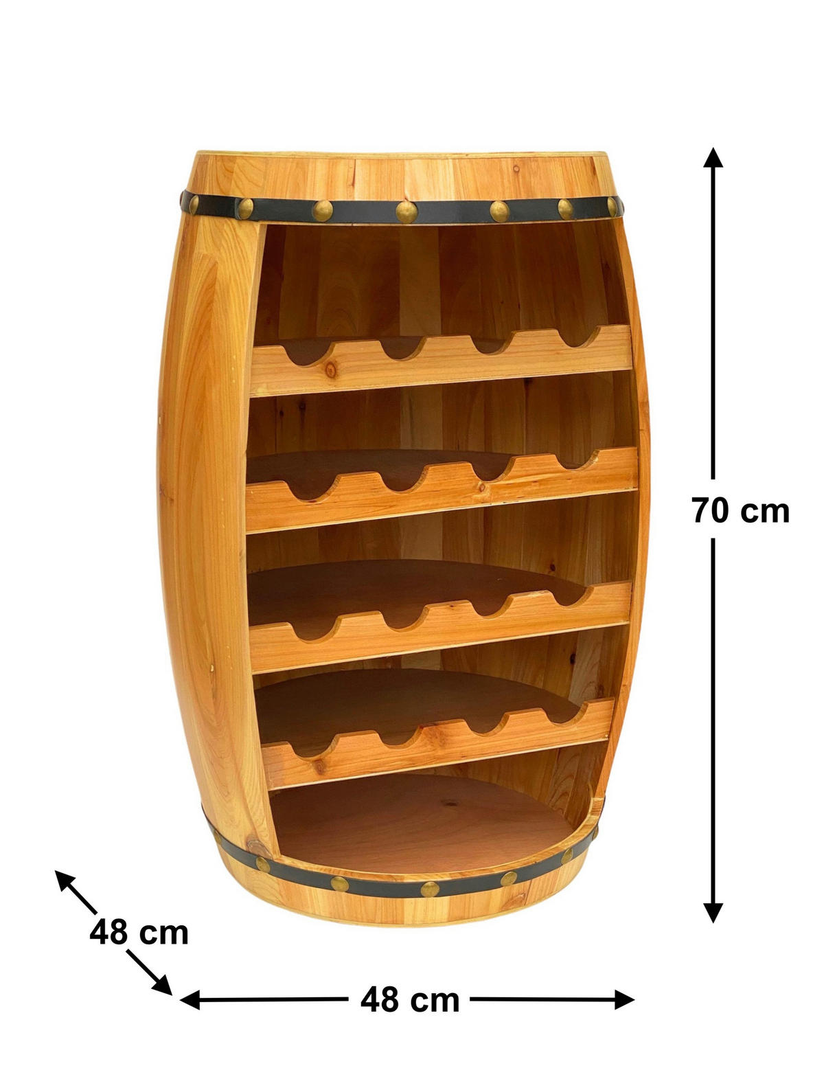 WEINREGAL Holz Weinfass Natur 70 cm 371 - Braun, Holz (48/70/48cm) - DanDiBo