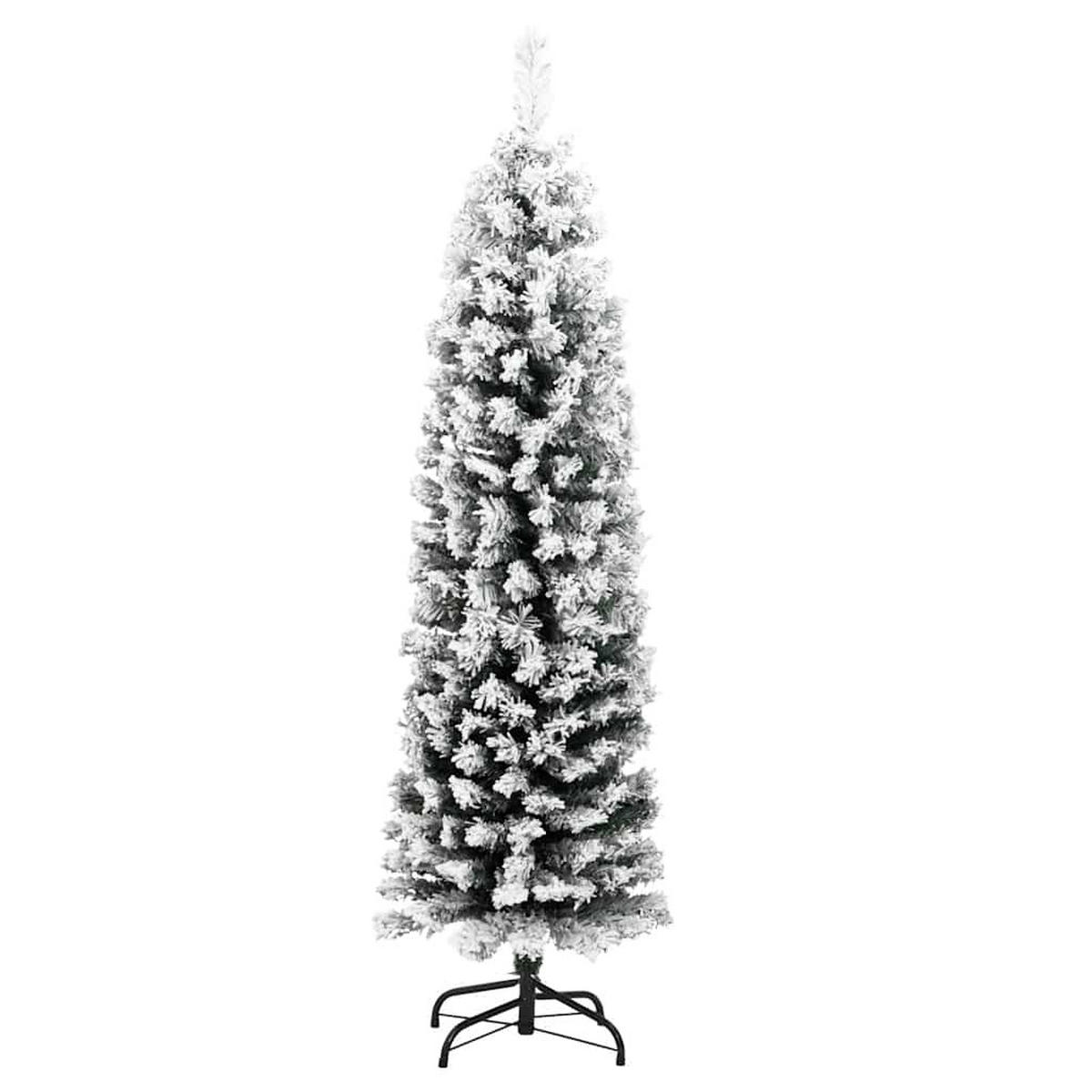 WEIHNACHTSBAUM Künstlicher Schlank Mit Schnee Grün 150 Cm Pvc - Grün, Kunststoff (150cm) - vidaXL