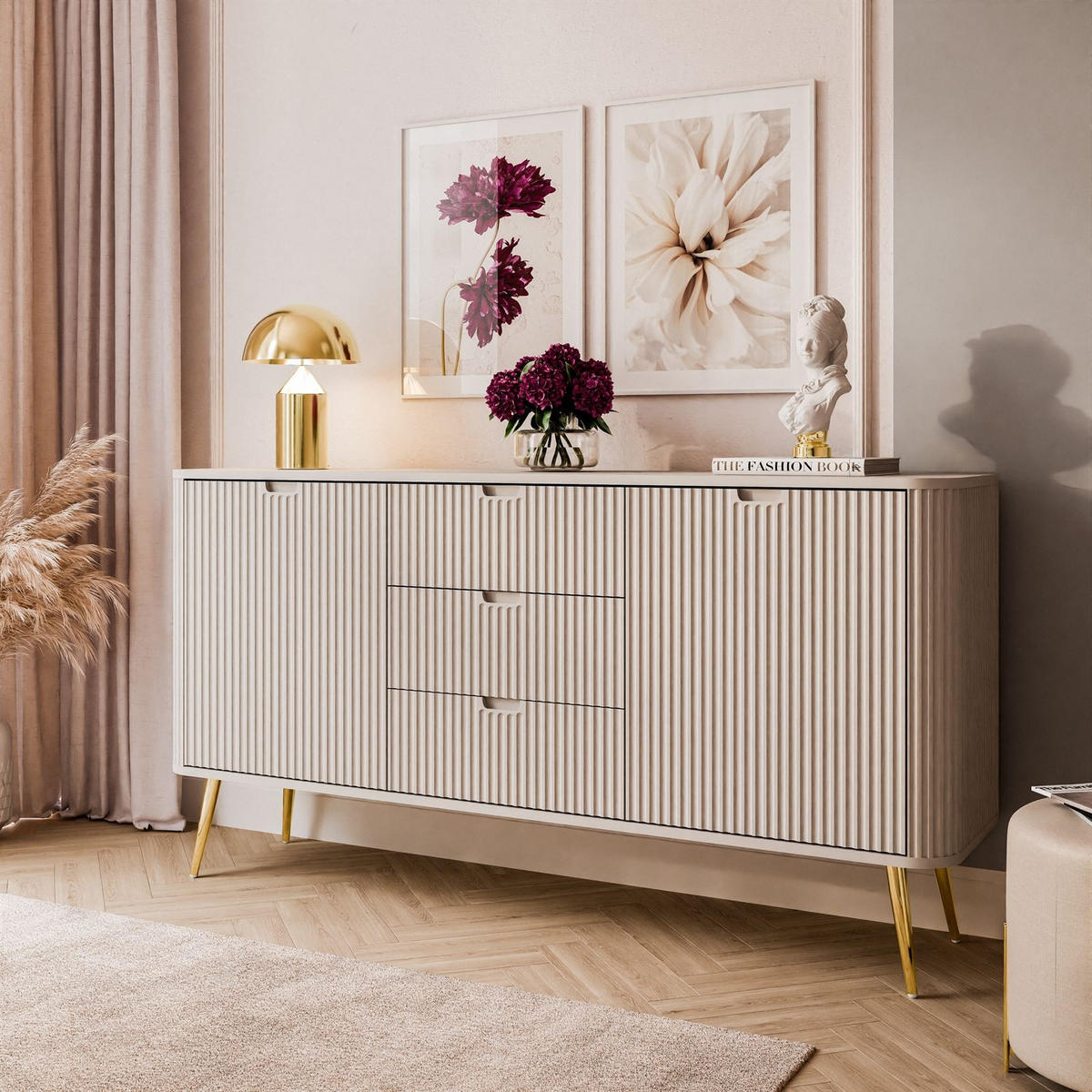 KOMMODE ZAIRA KSZ168 mit Schubladen Kaschmir - Kaschmir, Holzwerkstoff (168/87/39cm) - Lookway