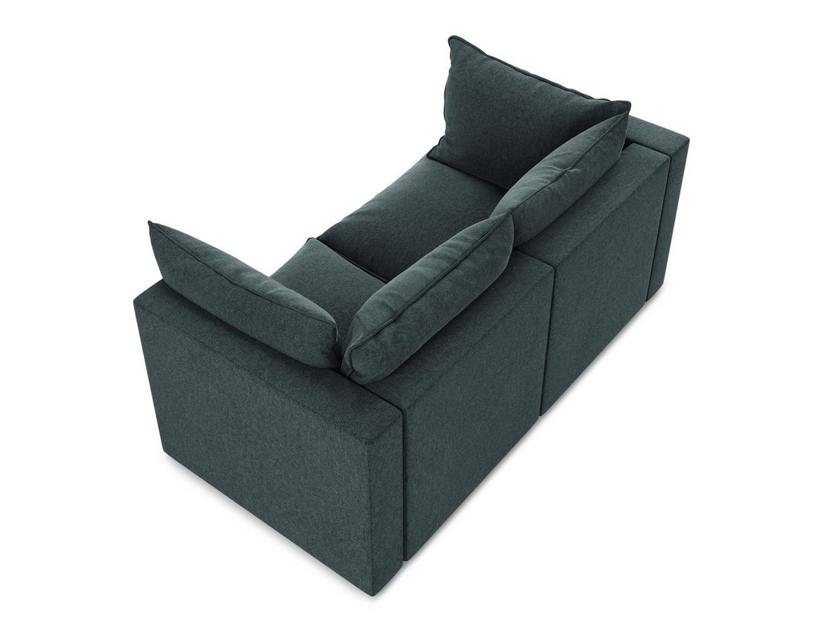 2-SITZER SOFA Samt Stoff Blau - Blaugrau/Schwarz, Holzwerkstoff/Kunststoff (180/77/90cm) - Makamii