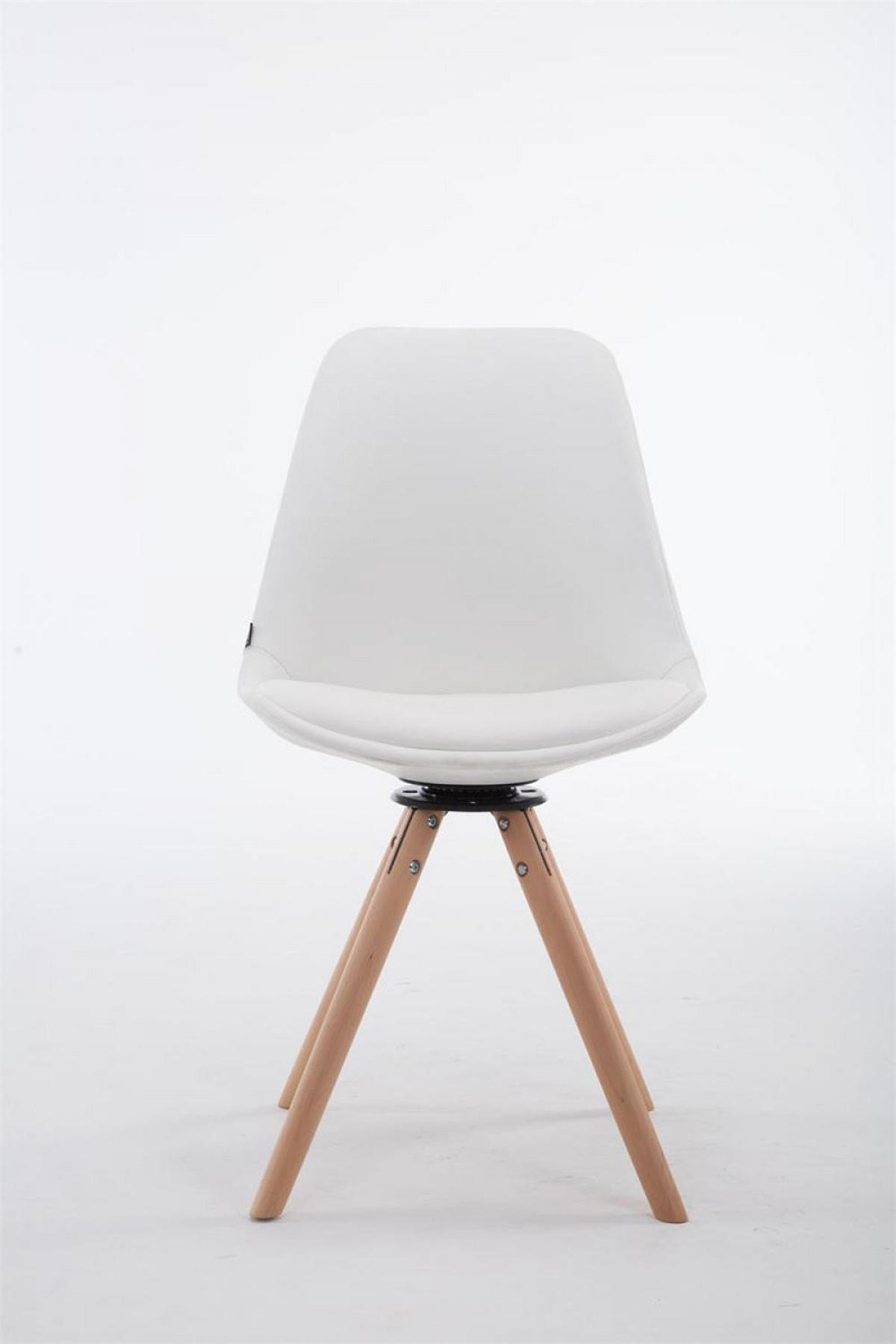 STUHL Lederlook weiß - Eukalyptusholzfarben/Weiß, Holz/Textil (48/84/56cm) - CLP