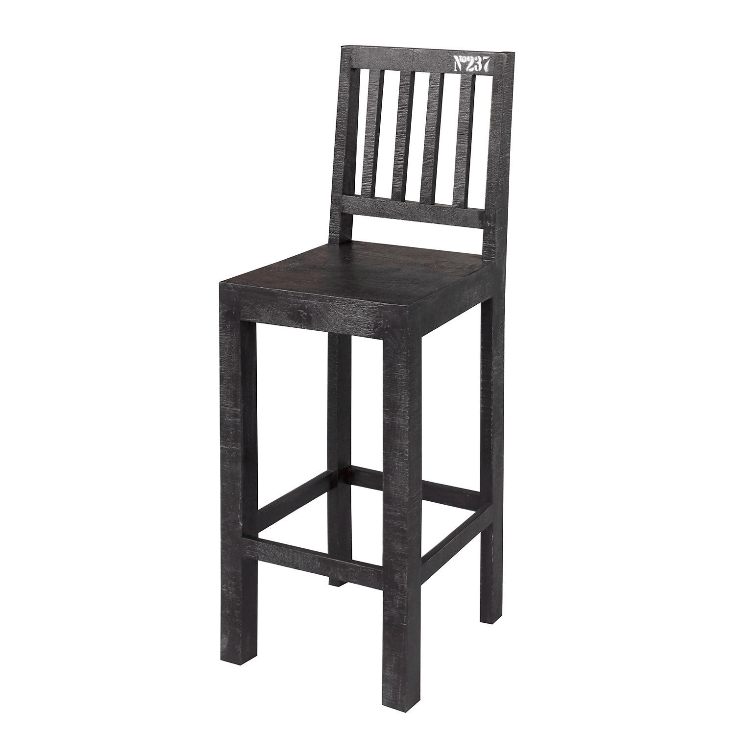 BARSTUHL - Mangoholz Schwarz - Mango massiv - Schwarz, Holz (45/120/45cm) - home24
