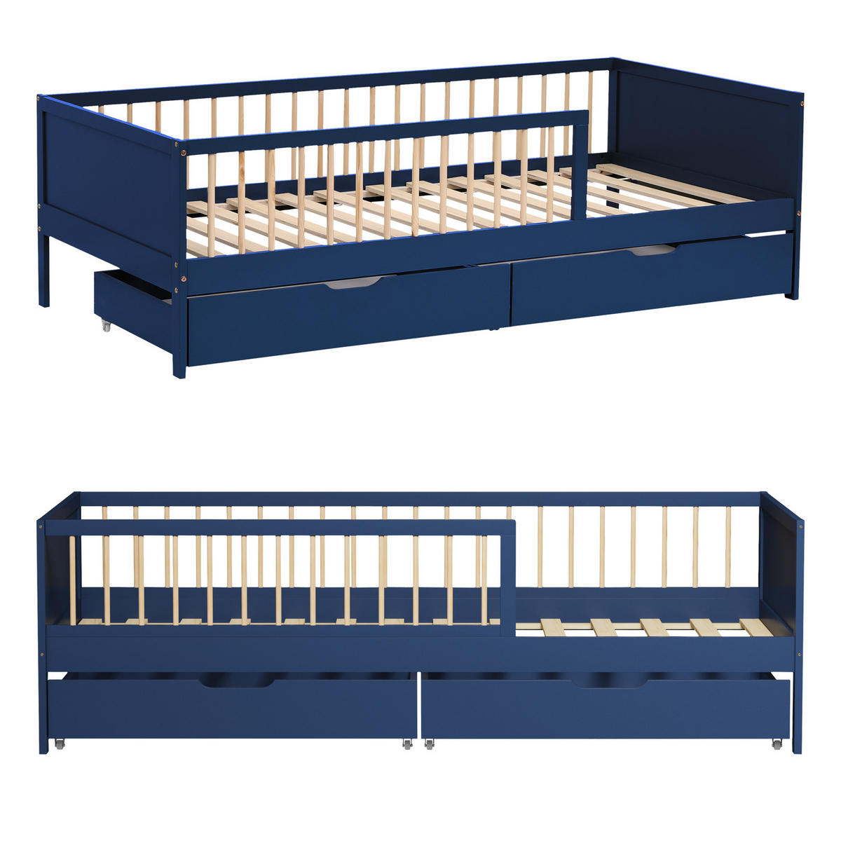 KINDERBETT Adam Dunkelblau 190/90 cm - Blau, Holz - Happy Garden