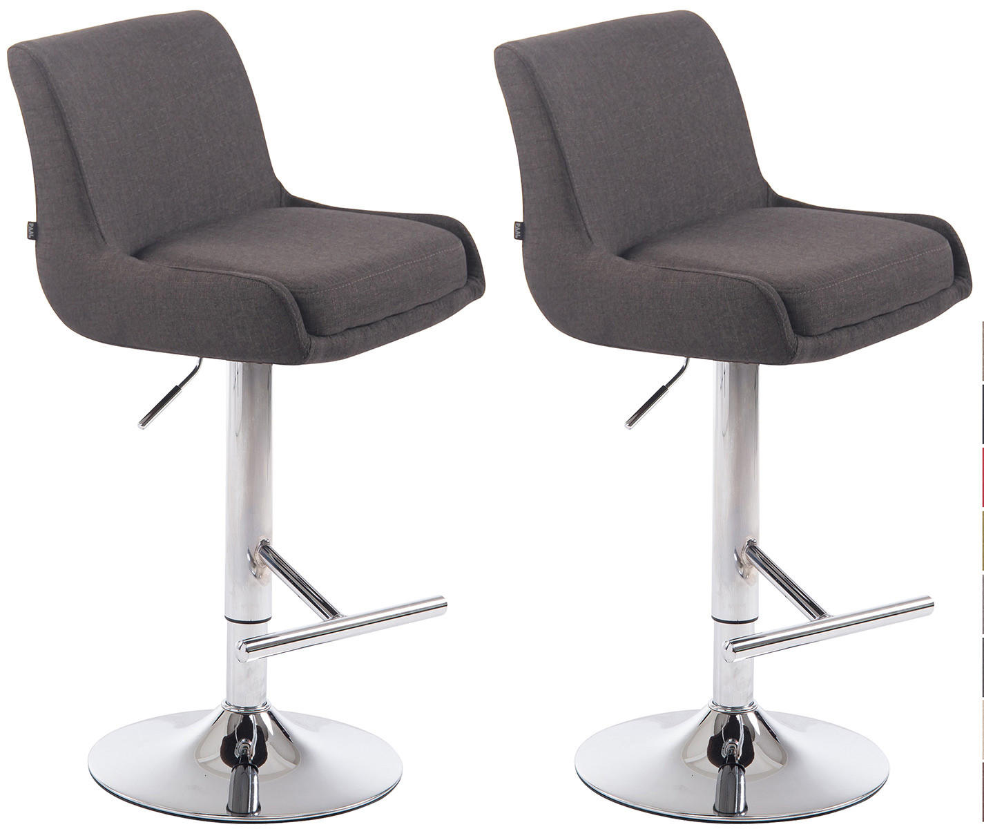BARHOCKER 2er Set Stoff dunkelgrau - Chromfarben/Dunkelgrau, Textil/Metall (43/90/50cm) - CLP