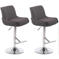 BARHOCKER 2er Set Stoff dunkelgrau - Chromfarben/Dunkelgrau, Textil/Metall (43/90/50cm) - CLP