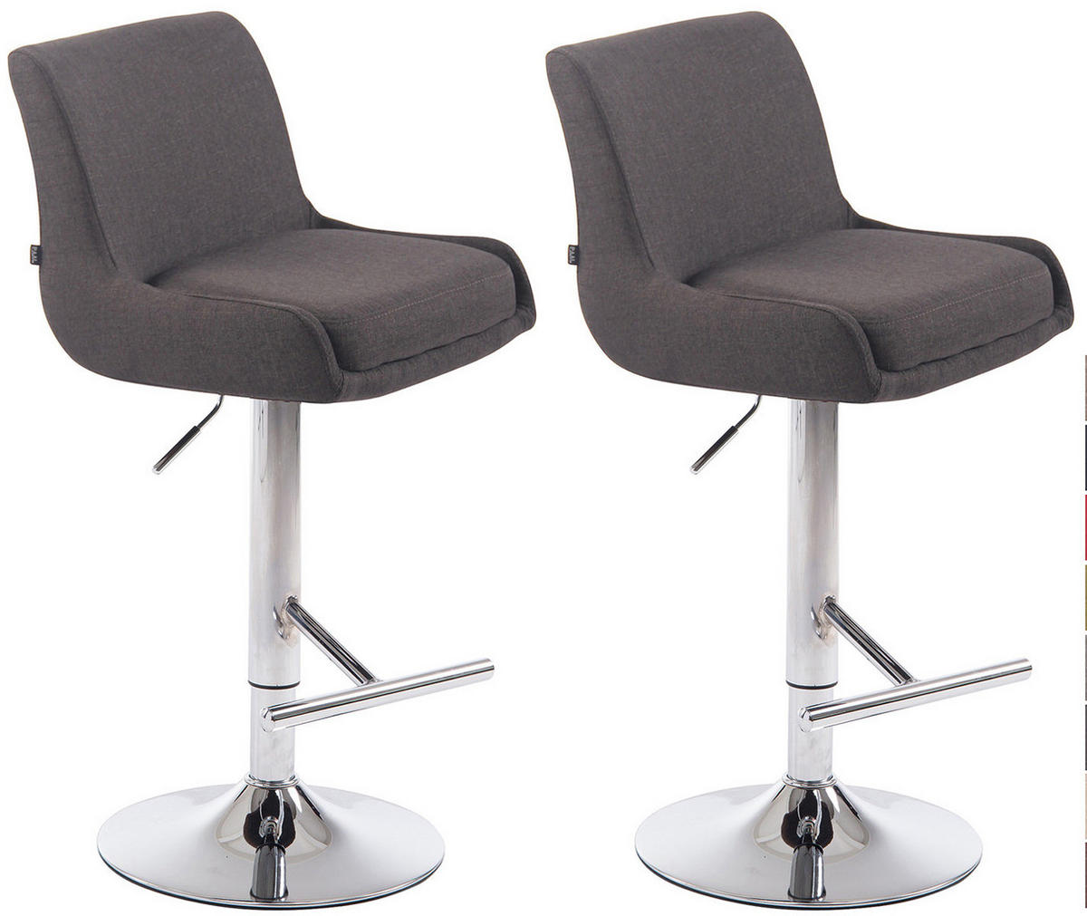 BARHOCKER 2er Set Stoff dunkelgrau - Chromfarben/Dunkelgrau, Textil/Metall (43/90/50cm) - CLP