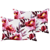 GARTENKISSEN 2er-Set Blumenmuster weiß/Rosa 40/60 cm Lanrosso - Weiß, Textil (40/60cm) - Beliani