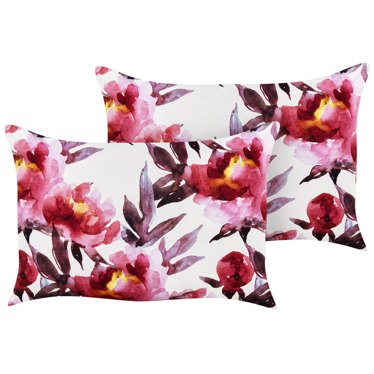 GARTENKISSEN 2er-Set Blumenmuster weiß/Rosa 40/60 cm Lanrosso - Weiß, Textil (40/60cm) - Beliani