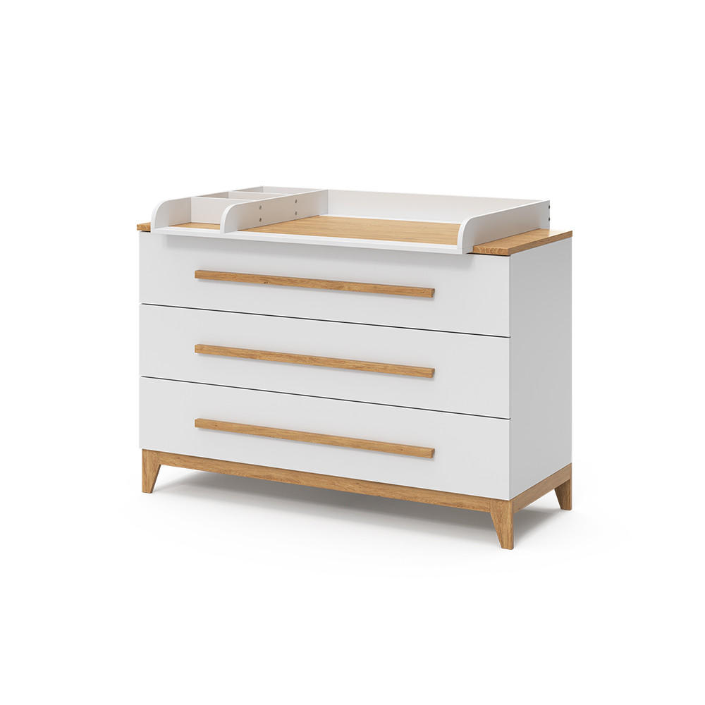 WICKELKOMMODE Malia Weiß 133 x 98 cm XL mit 3 Schubladen - Weiß, Holzwerkstoff (133/98/70cm) - VitaliSpa
