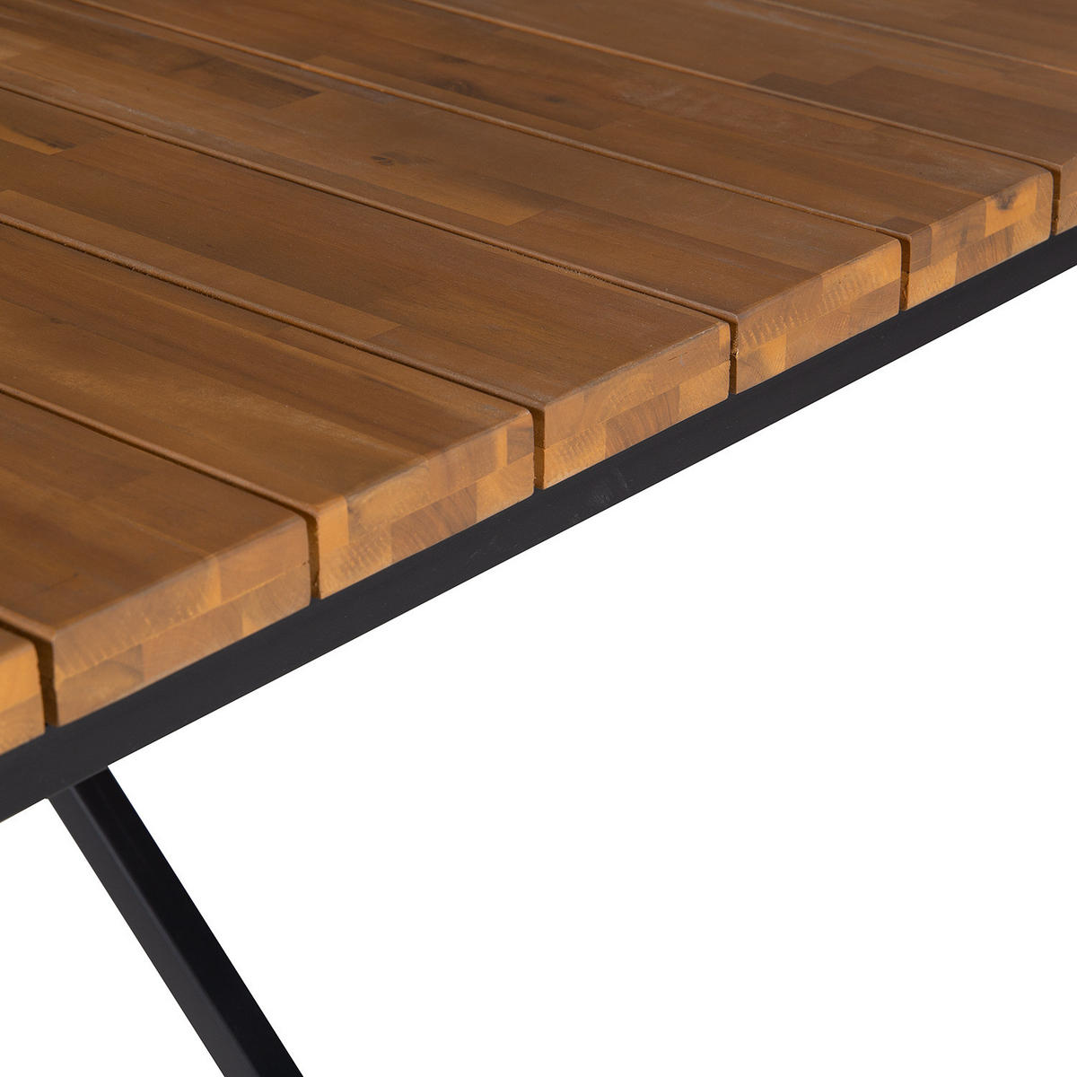 GARTENTISCH - Akazie massiv / Stahl - Braun / Schwarz - Schwarz/Braun, Holz/Metall (90/180/74cm) - home24