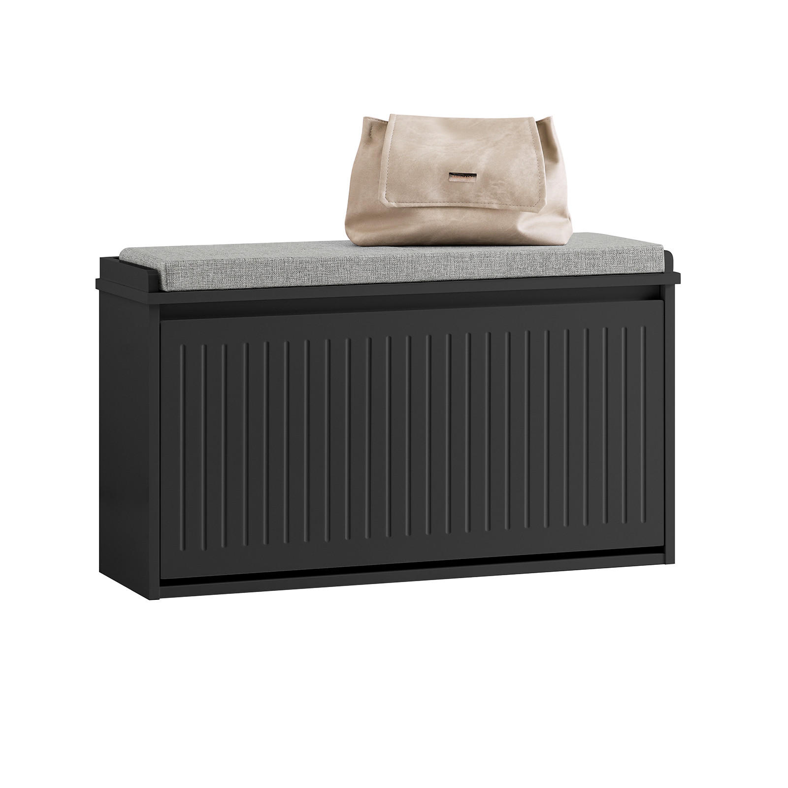 SCHUHBANK Schwarz - Schwarz, Holzwerkstoff (80/45/26cm) - SoBuy