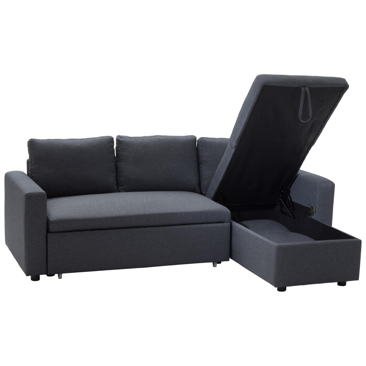 ECKSOFA CLARK Grau meliert 3 Plätze - Grau, Textil (225/146cm) - Happy Garden