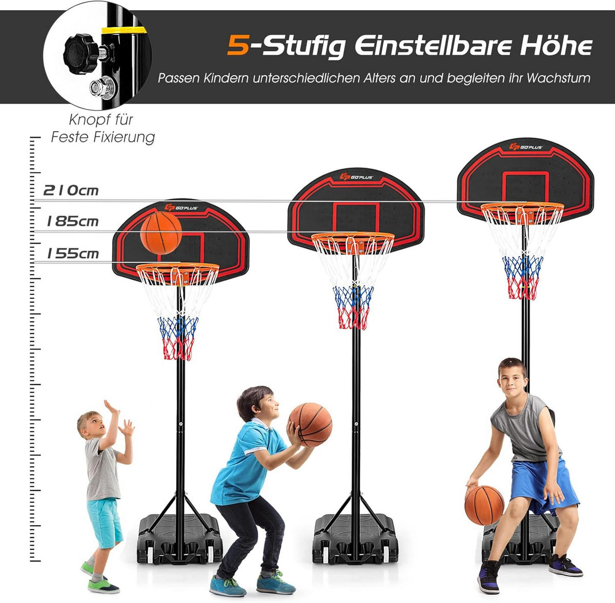 BASKETBALLKORB Schwarz - Schwarz, Metall (44.5/73.5cm) - COSTWAY