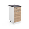 KÜCHENUNTERSCHRANK R-Line Sonoma 40 cm, AP Anthrazit - Weiß/Sonoma Eiche, Holzwerkstoff (40/81.6/60cm) - Vicco