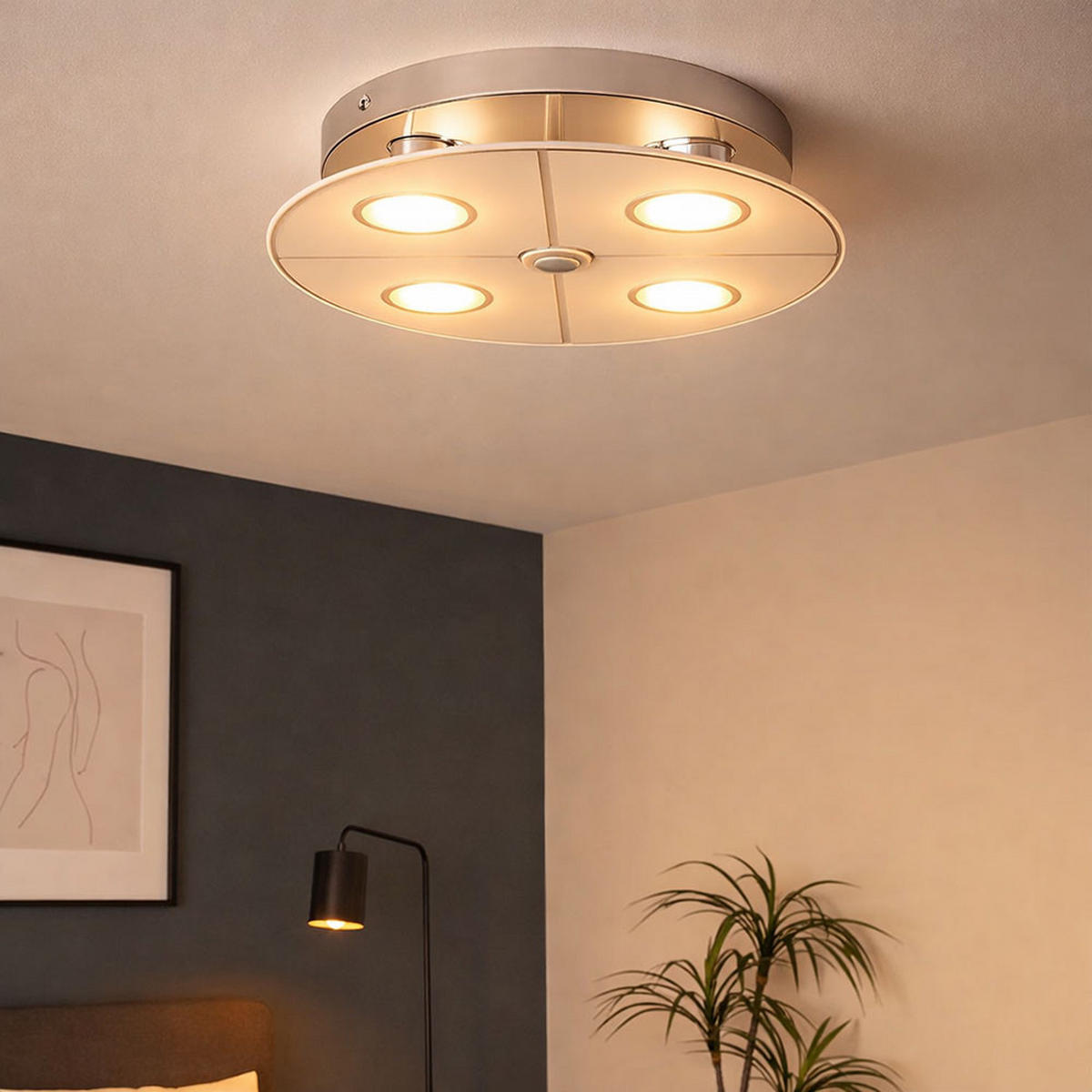 LED DECKENLEUCHTE Metall Glas Silber - Silberfarben, Glas (30/30/7.5cm) - Globo Lighting