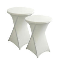 STEHTISCHHUSSEN 2er Set Spandex Ø 80-85 cm Beige - Weiß, Textil (80/80cm)