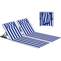 STRANDMATRATZE, 2er-Set, Azul y Blanco, 4-fach verstellbare Rückenlehne, 154 x 57 x 52 cm - Weiß, Metall (154/52/57cm) - Vallsero