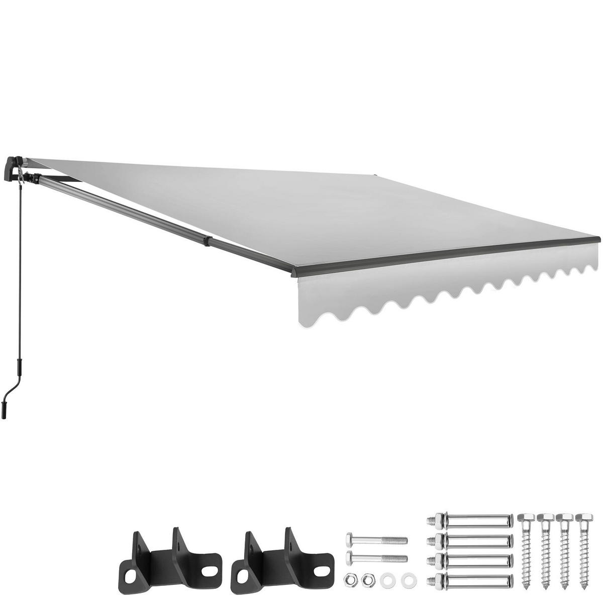 GELENKARMMARKISE Ornella,inkl. Wandhalterung,hellgrau - Hellgrau, Kunststoff (300/41/250cm) - tectake
