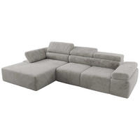ECKSOFA RILASSO L Hellgrau Plüsch - links - Hellgrau/Schwarz, Kunststoff/Textil (296/174cm) - MKS