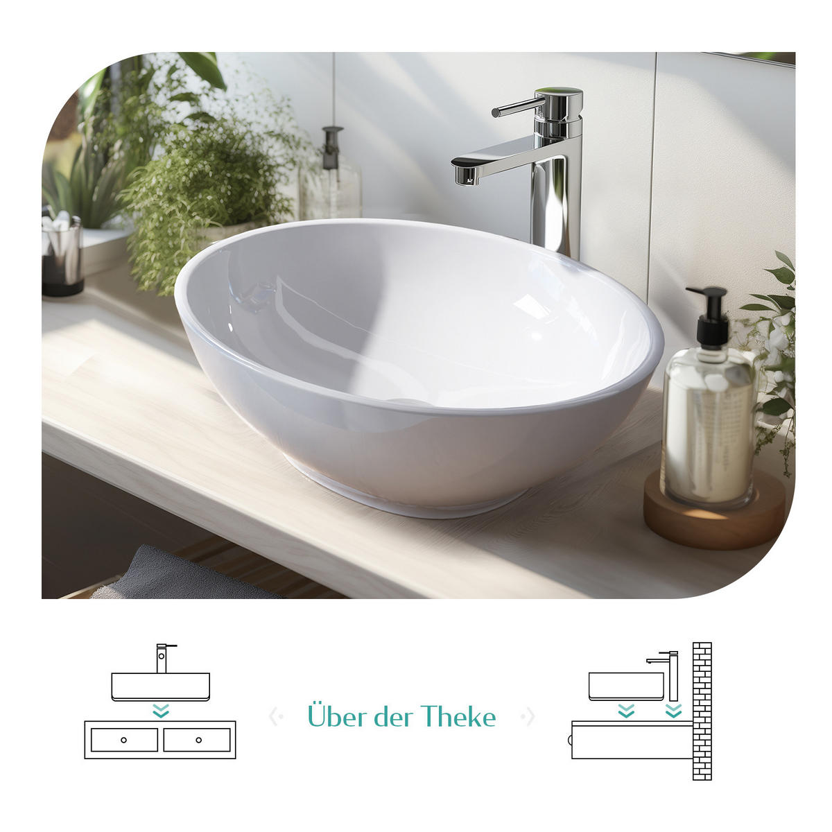 WASCHBECKEN mit pflegeleichter Oberfläche Weiß 41,5 / 33,5 / 13 cm - Weiß Hochglanz, Keramik (33.5/13/41.5cm) - EMKE