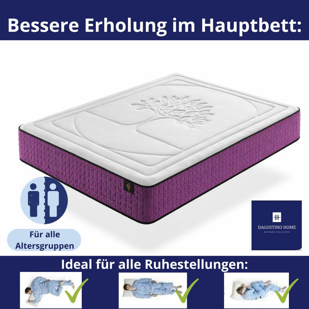 KALTSCHAUMMATRATZE Life Tree H3/H4 90x190 - Weiß, Textil (90/190cm) - Dagostino Home
