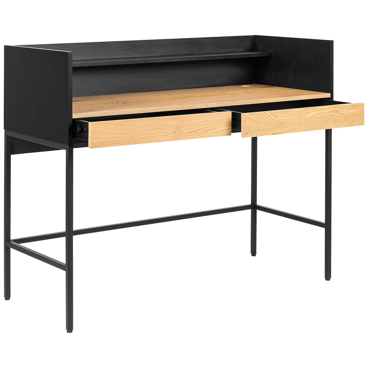 SCHREIBTISCH Arthur Holz und Schwarz - Braun, Holzwerkstoff (120/50/89cm) - Happy Garden