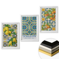 WANDBILDER 3er-Set - 40x60 cm Weißer Rahmen - Zitronen, Orangen, Blumen, Italien - Weiß, Kunststoff (40/60cm) - ArtPrintCave