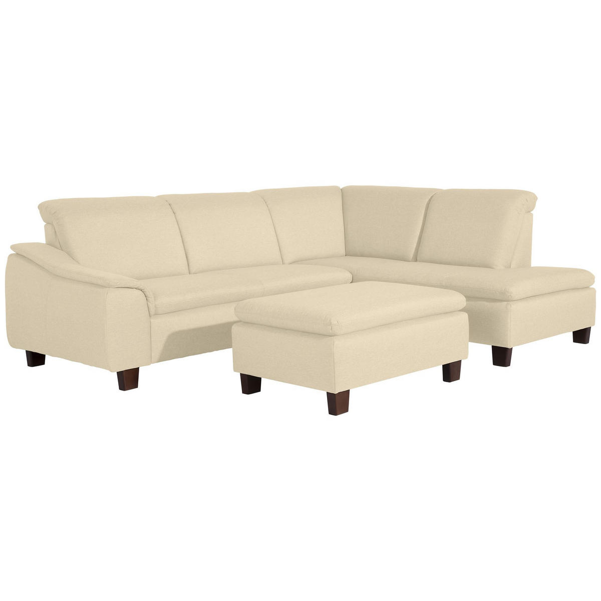 ECKSOFA mit Ottomane rechts Kaylil Flachgewebe beige - Beige, Kunststoff (187/247cm) - 58aufmkessel