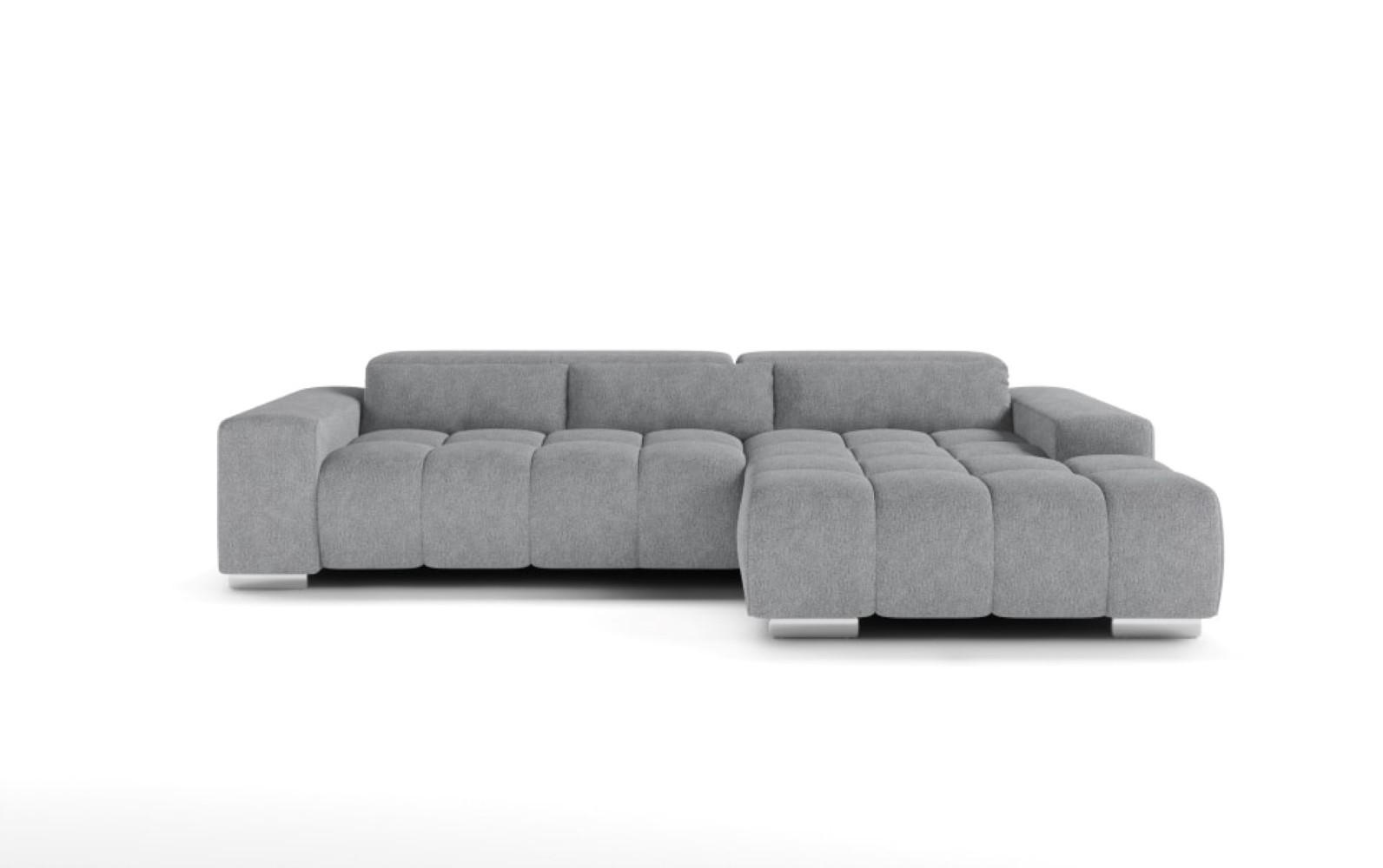 ECKSOFA mit elektronischem Sitzvorschub und verstellbaren Kopflehnen - Chromfarben/Grau, Textil (186/307cm) - Cotta