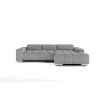 ECKSOFA mit elektronischem Sitzvorschub und verstellbaren Kopflehnen - Chromfarben/Grau, Textil (186/307cm) - Cotta