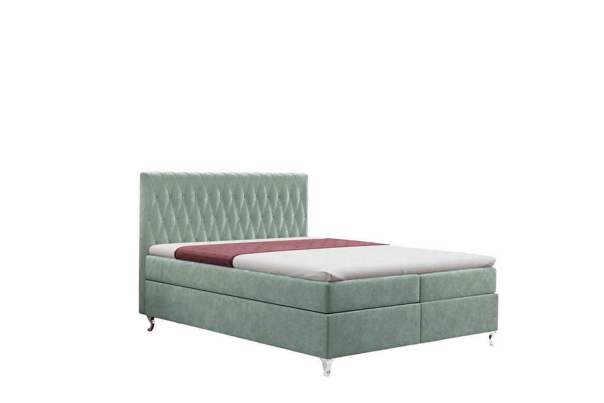 BOXBETT Mit Bettkasten Und Matratze KATE Stoff Riviera Mintz 200x200 cm H3-Bonell - Mintgrün, Holz/Textil (200/200cm) - Kaiser Möbel