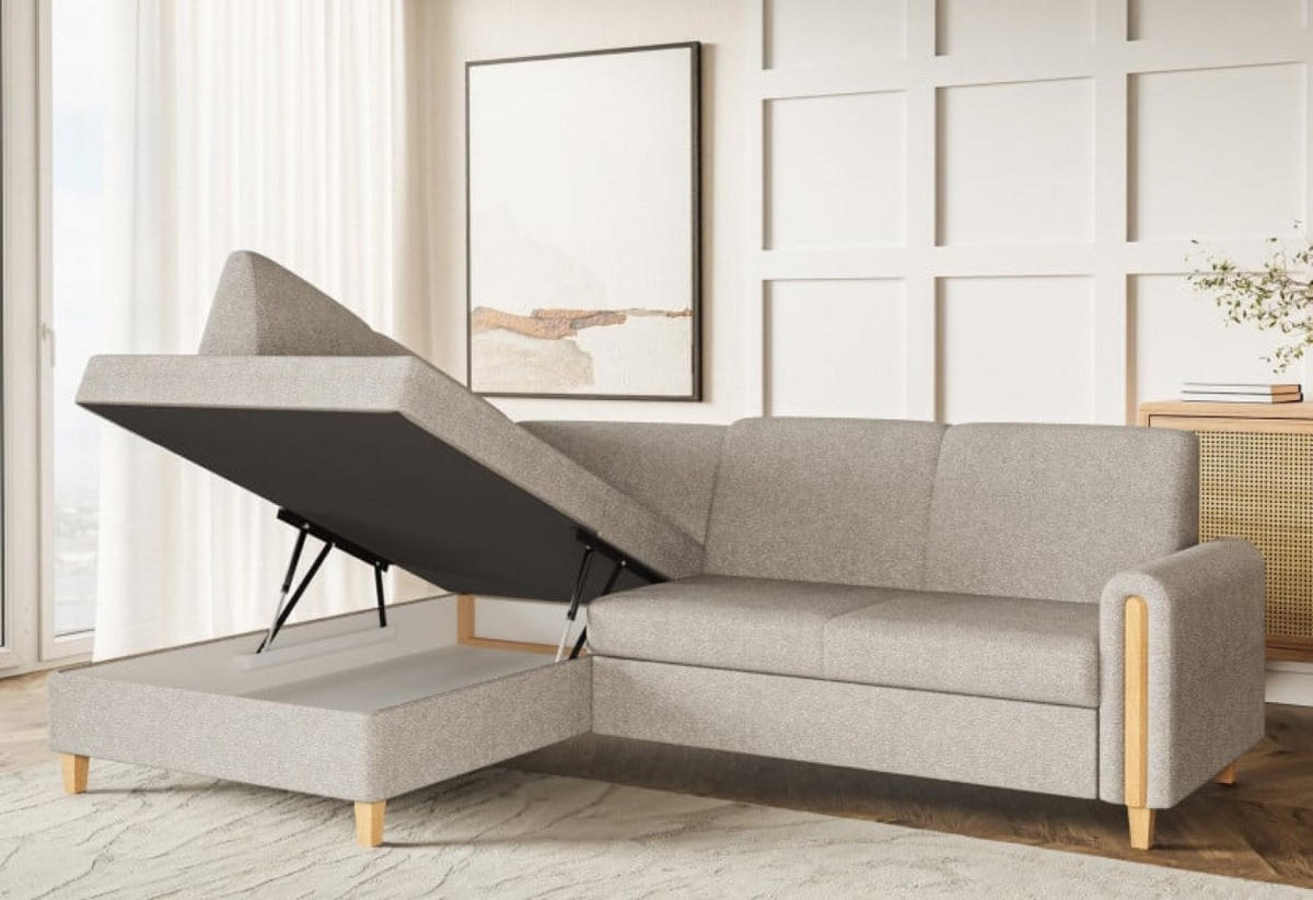 ECKSOFA Beige FLORA Ausziehbar Bubble Links - Beige, Textil (236/172cm) - Sepro Meble