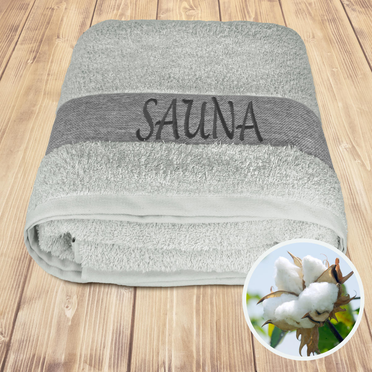 SAUNAHANDTUCH Lima Eisgrau 100x200 cm - Grau, Naturmaterialien (100/200cm) - Lashuma