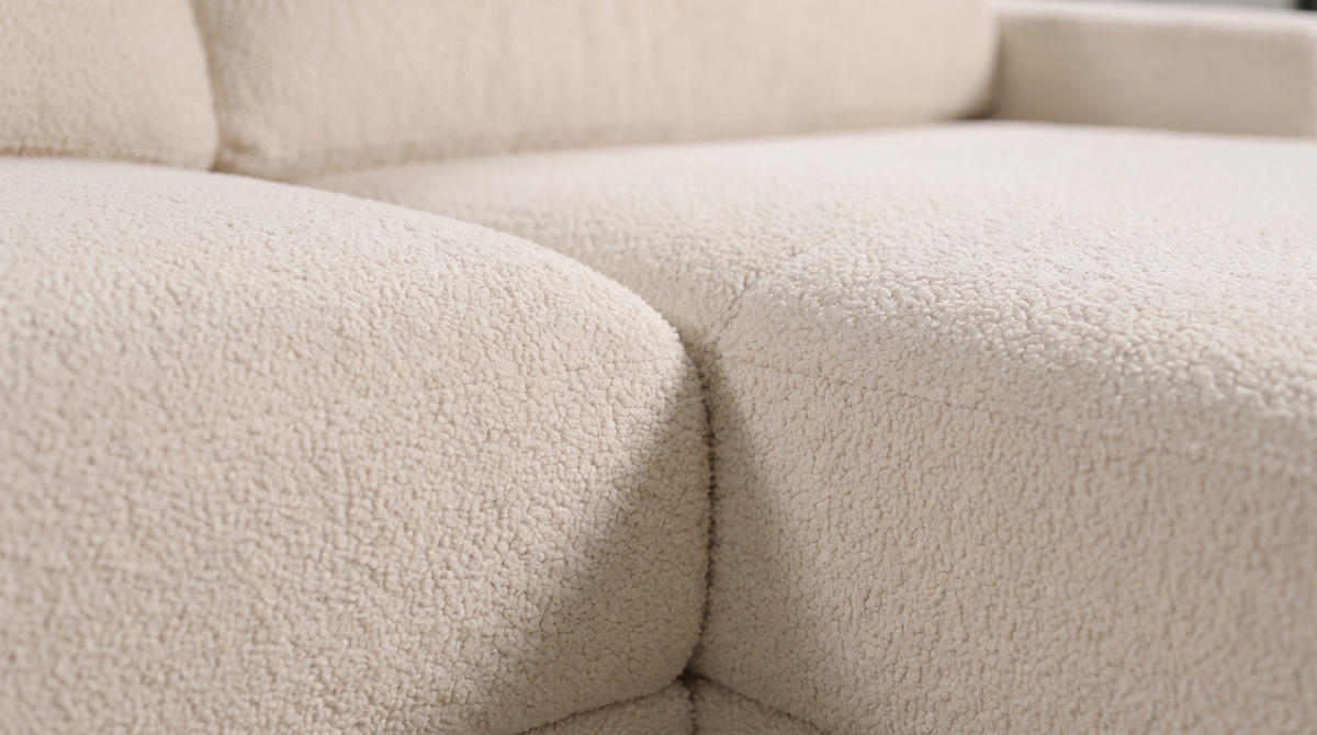 ECKSOFA MARLIN Beige Bouclé - Beige/Schwarz, Kunststoff/Textil (262/168cm) - KAWOLA